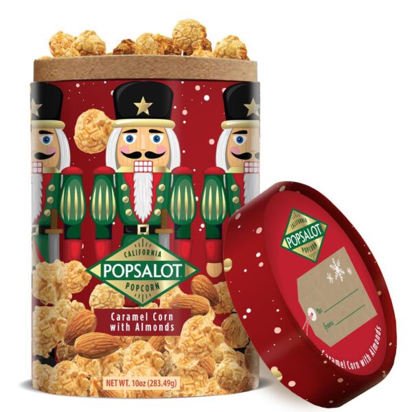 imported popsalot gourmet popcorn caramelo con almendras - 10z